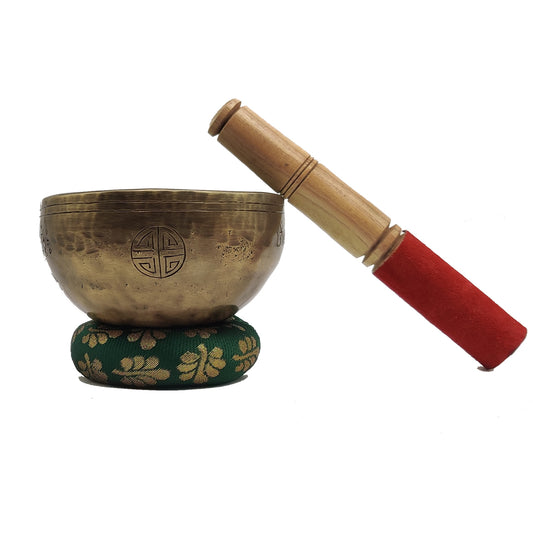 MDD SHOPE Sound Singing Bowl Full Moon Meditation Yoga Bowl Handmade in Nepal with Drum Stick, Singing Bowl Cushion and Striker, Ideal 12.5 cm (HANDMADE)