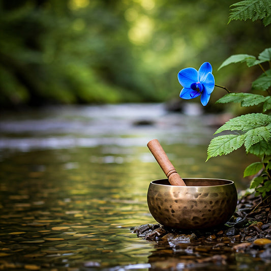 MDD SHOPE Sound Singing Bowl Full Moon Meditation Yoga Bowl Handmade in Nepal with Drum Stick, Singing Bowl Cushion and Striker, Ideal (HANDMADE)